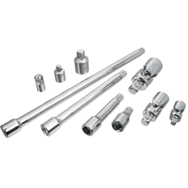 Juego de 10 piezas Craftsman de 1/4" 3/8" y 1/2" adaptadores extensiones y junta universal
